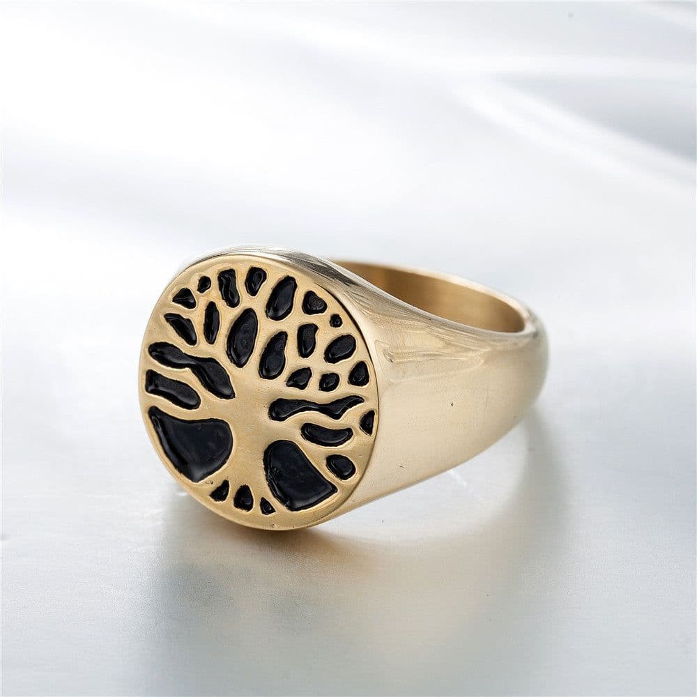 image-R0256-NK02 Vintage Stainless Steel Tree of Life Ring