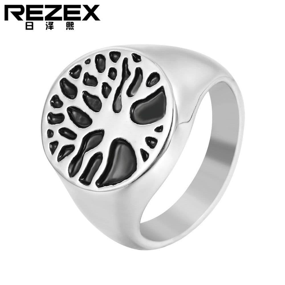 image-R0256-NK02 Vintage Stainless Steel Tree of Life Ring