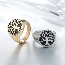 image-R0256-NK02 Vintage Stainless Steel Tree of Life Ring