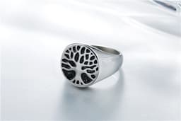 image-R0256-NK02 Vintage Stainless Steel Tree of Life Ring