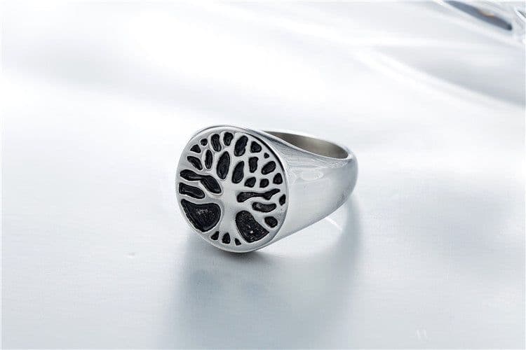 image-R0256-NK02 Vintage Stainless Steel Tree of Life Ring