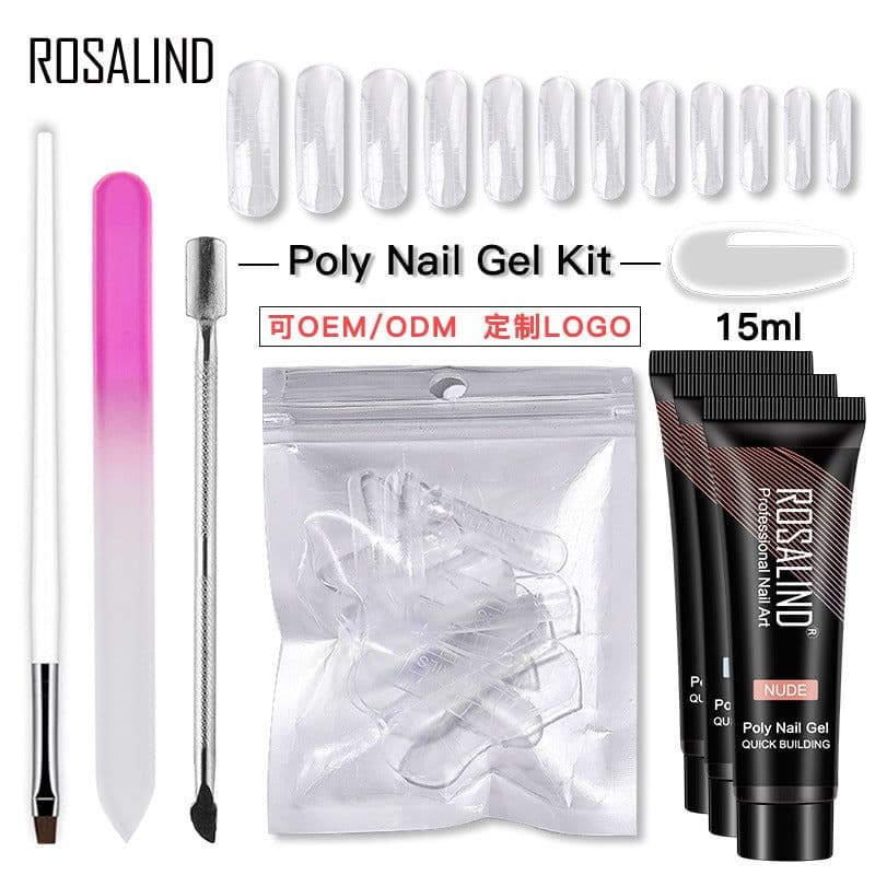image-ROSALIND Nail Extension Gel Set 5PCS UV Phototherapy Kit