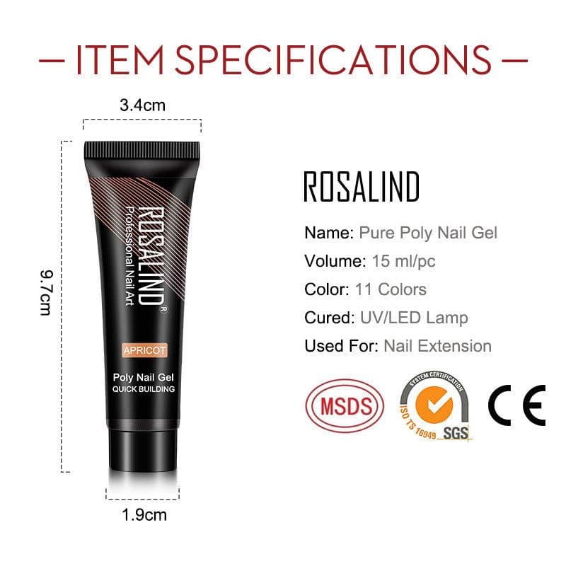 image-ROSALIND Nail Extension Gel Set 5PCS UV Phototherapy Kit