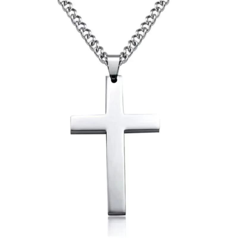 image-Titanium Steel Cross Necklace with Chain Pendant Unisex