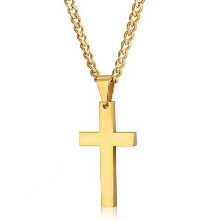 image-Titanium Steel Cross Necklace with Chain Pendant Unisex