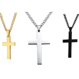 image-Titanium Steel Cross Necklace with Chain Pendant Unisex
