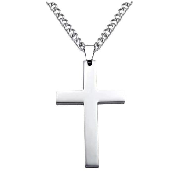 image-Titanium Steel Cross Necklace with Chain Pendant Unisex