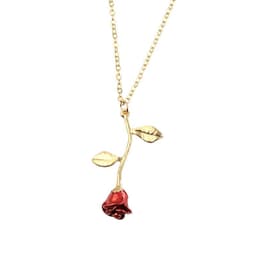 image-Red Rose Pendant Necklace Silver Alloy Flower Jewelry