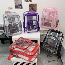 image-PVC Transparent Backpack 15.6 Inch Waterproof School Bag