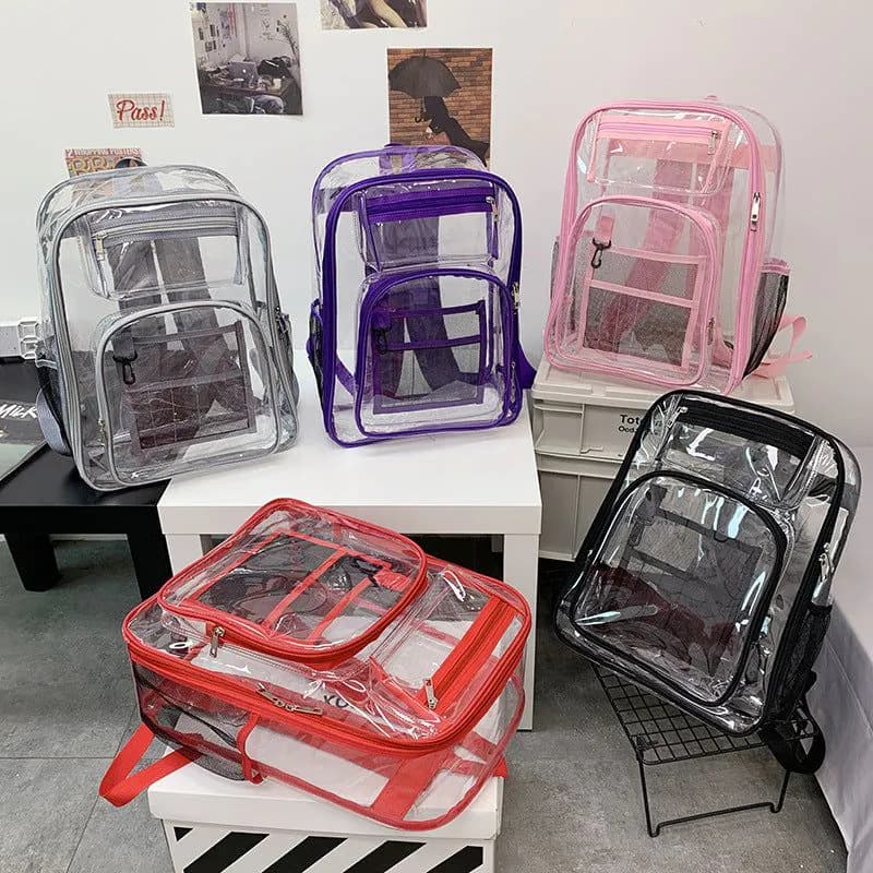 image-PVC Transparent Backpack 15.6 Inch Waterproof School Bag