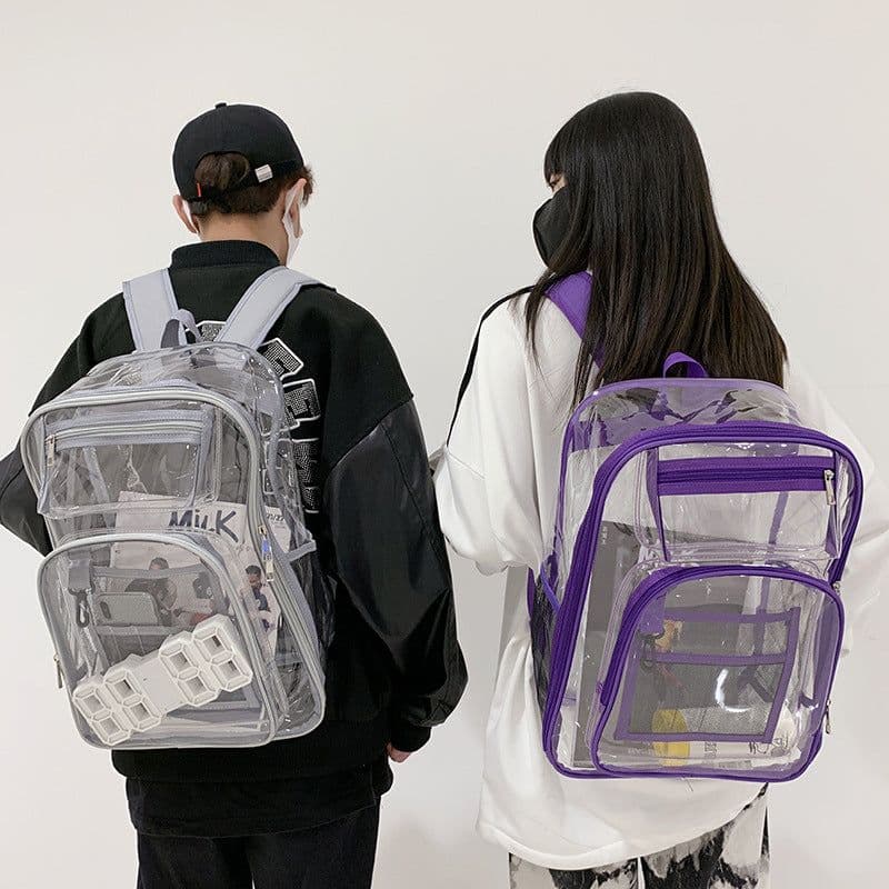 image-PVC Transparent Backpack 15.6 Inch Waterproof School Bag