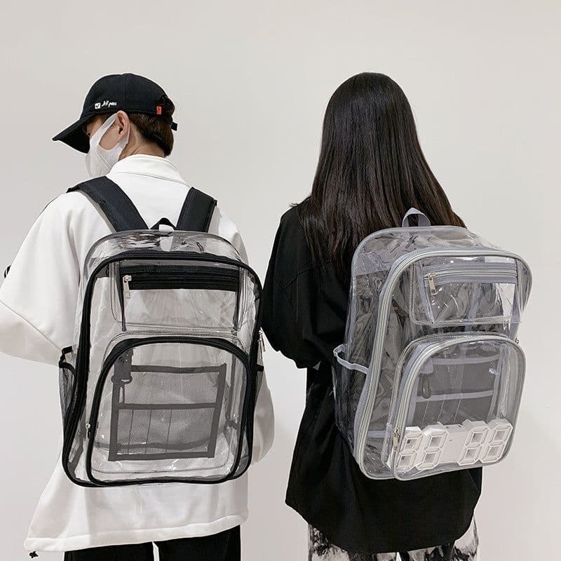 image-PVC Transparent Backpack 15.6 Inch Waterproof School Bag