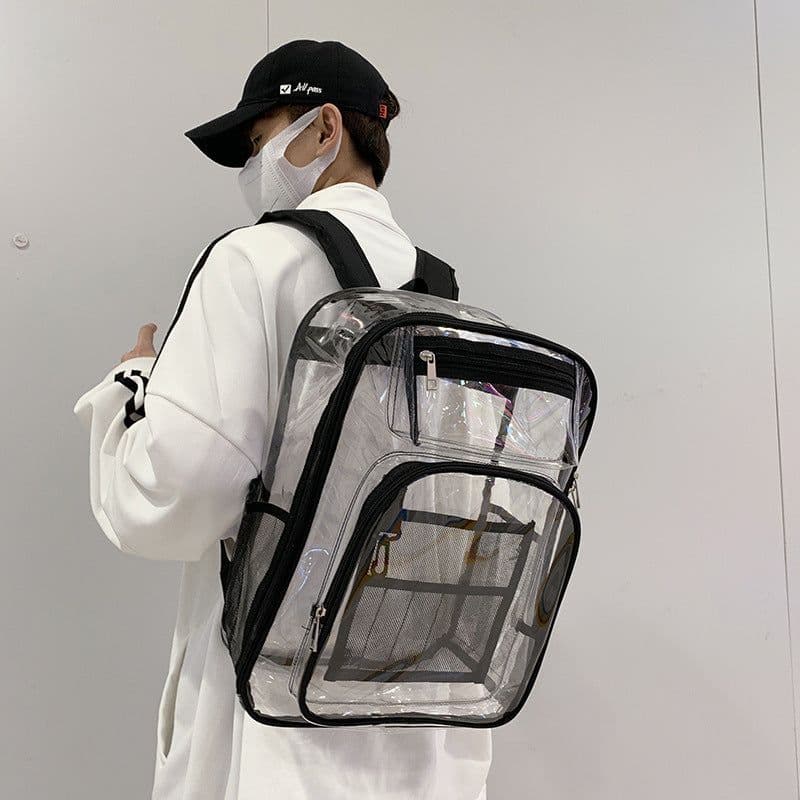 image-PVC Transparent Backpack 15.6 Inch Waterproof School Bag