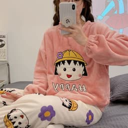 image-Women's Flannel Pajama Set Cinnamon Dog Coral Fleece Thickened