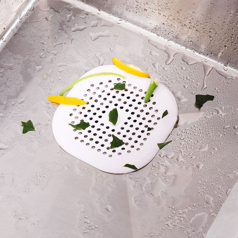 image-TPR Floor Drain Hair Catcher with Suction Cup - Gray