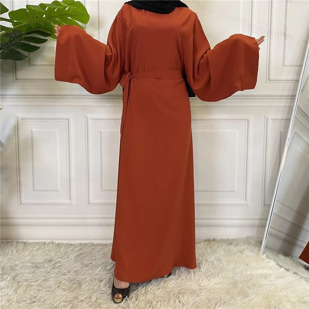 image-Sufman Women's Long Sleeve A-Line Abaya Dress