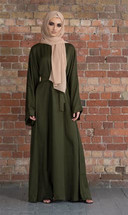 image-Sufman Women's Long Sleeve A-Line Abaya Dress
