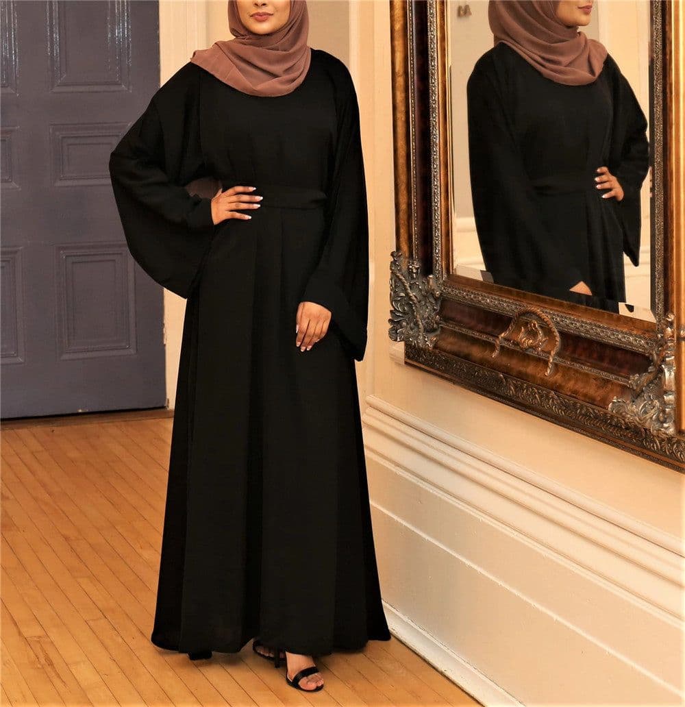 image-Sufman Women's Long Sleeve A-Line Abaya Dress