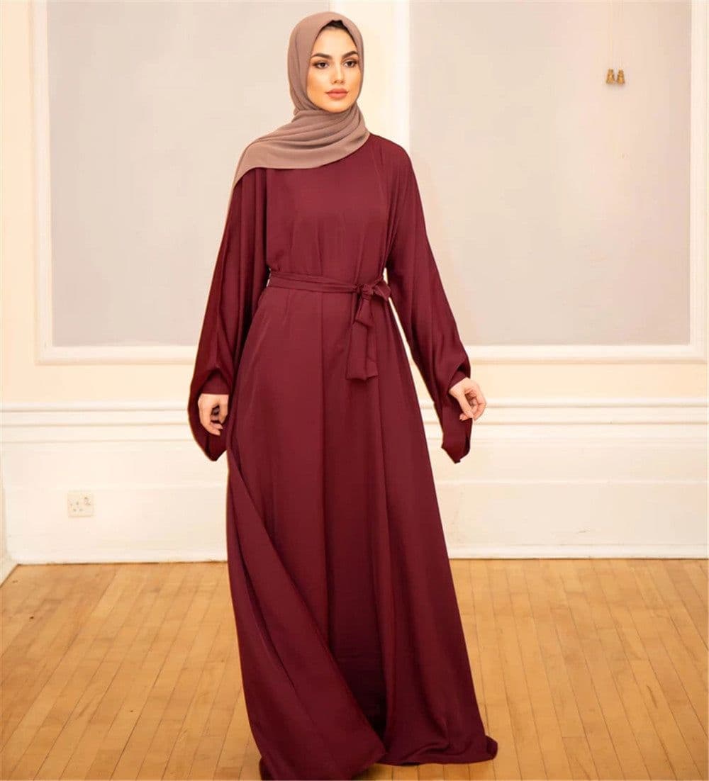 image-Sufman Women's Long Sleeve A-Line Abaya Dress