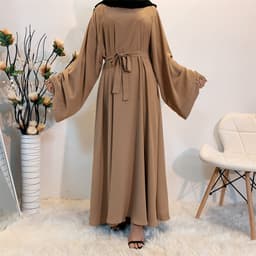 image-Sufman Women's Long Sleeve A-Line Abaya Dress