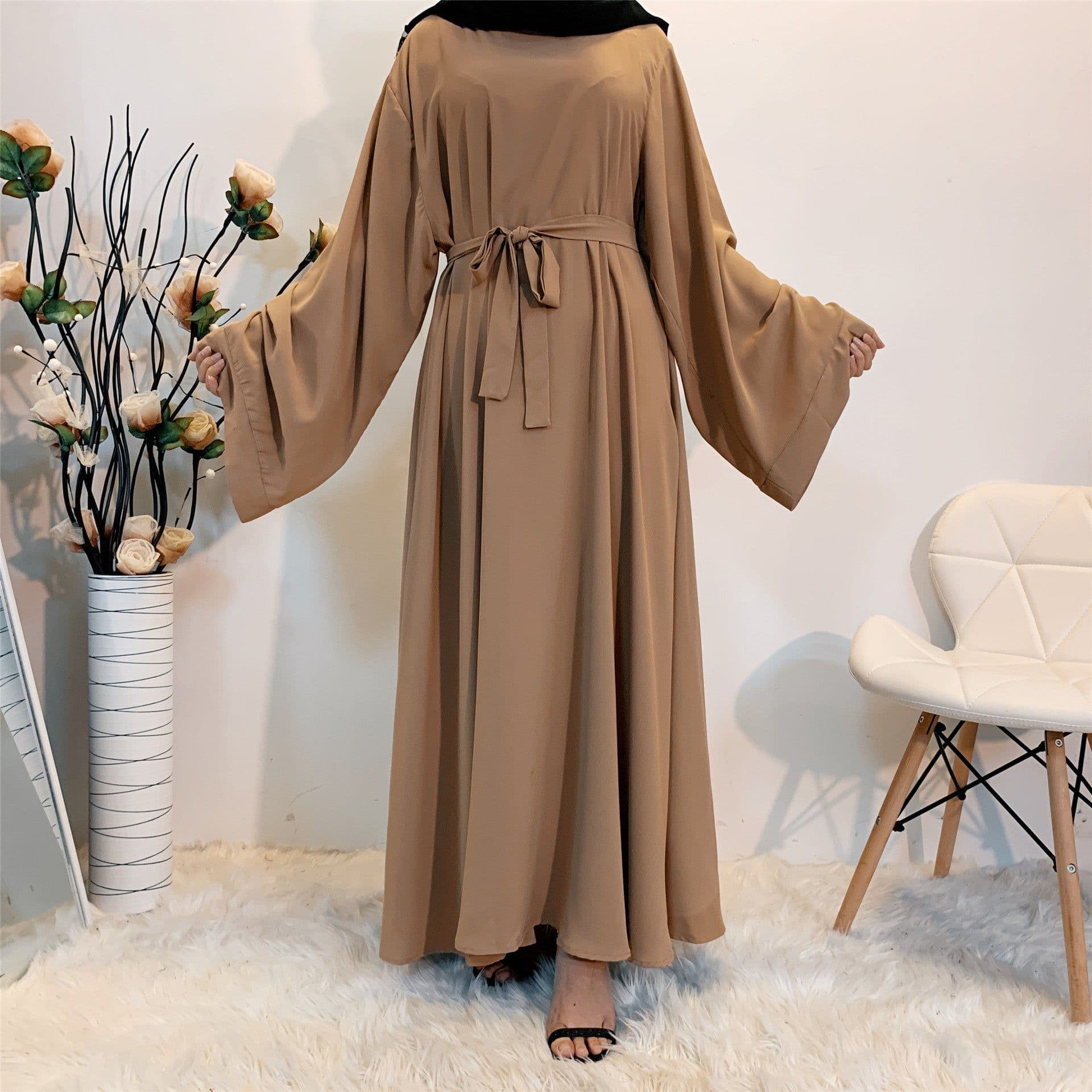 image-Sufman Women's Long Sleeve A-Line Abaya Dress