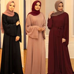 image-Sufman Women's Long Sleeve A-Line Abaya Dress