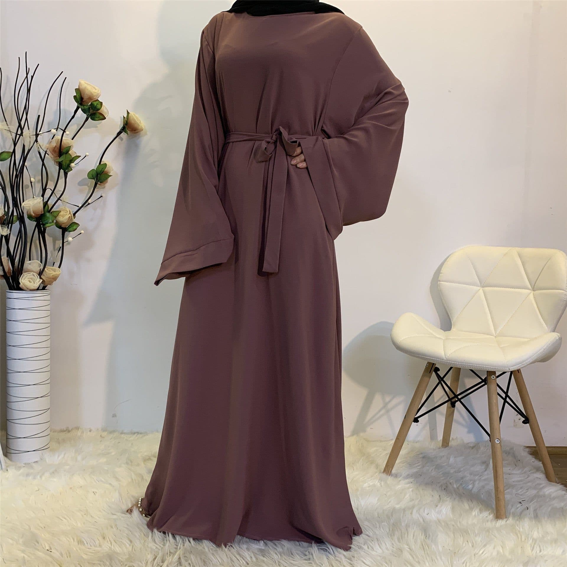 image-Sufman Women's Long Sleeve A-Line Abaya Dress
