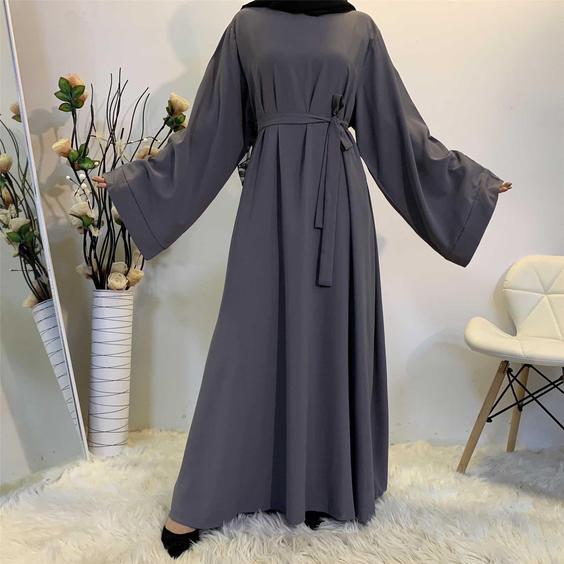image-Sufman Women's Long Sleeve A-Line Abaya Dress