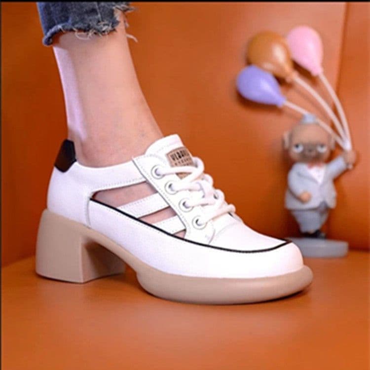 image-Women's Roman Sandals Round Toe Lace-Up High Top Thick Heel