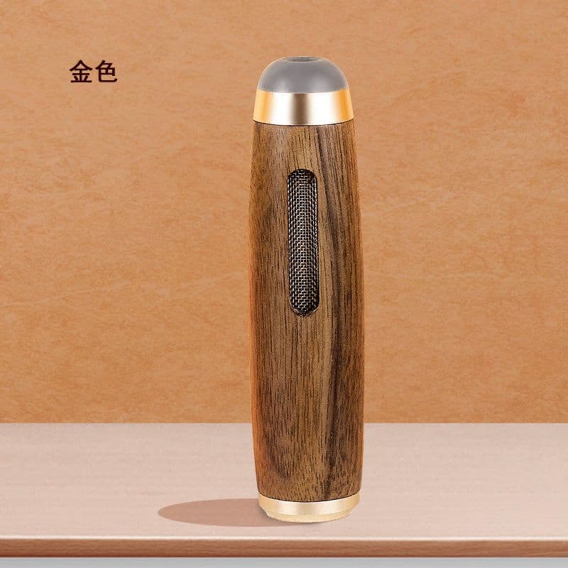 image-Walnut Car Ashtray with Ash Collection