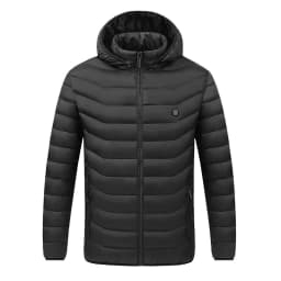 image-USB Heated Jacket Men's 9-Zone Hooded Cotton Padded Coat