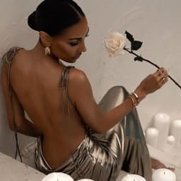 image-YJ23007 Metallic Coating Backless Suspender Long Dress