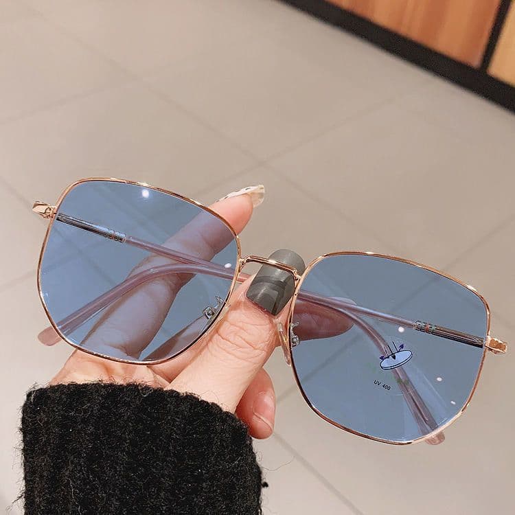 image-Metal Frame Color-Changing Oval Glasses FB5 Large Frame Myopia
