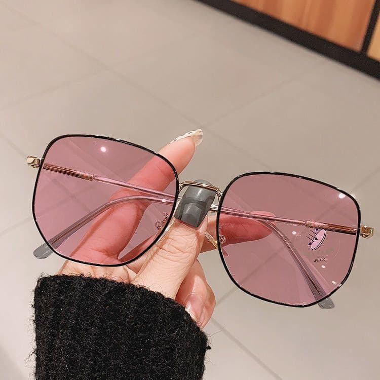 image-Metal Frame Color-Changing Oval Glasses FB5 Large Frame Myopia