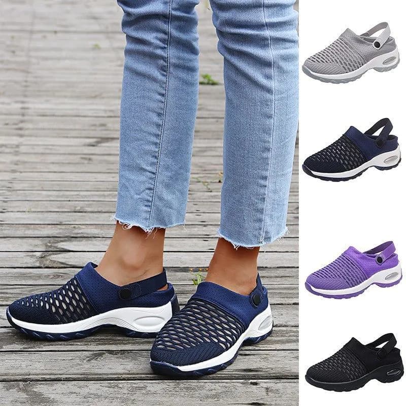 image-Women's Canvas Low Top Wedge Casual Shoes Round Toe