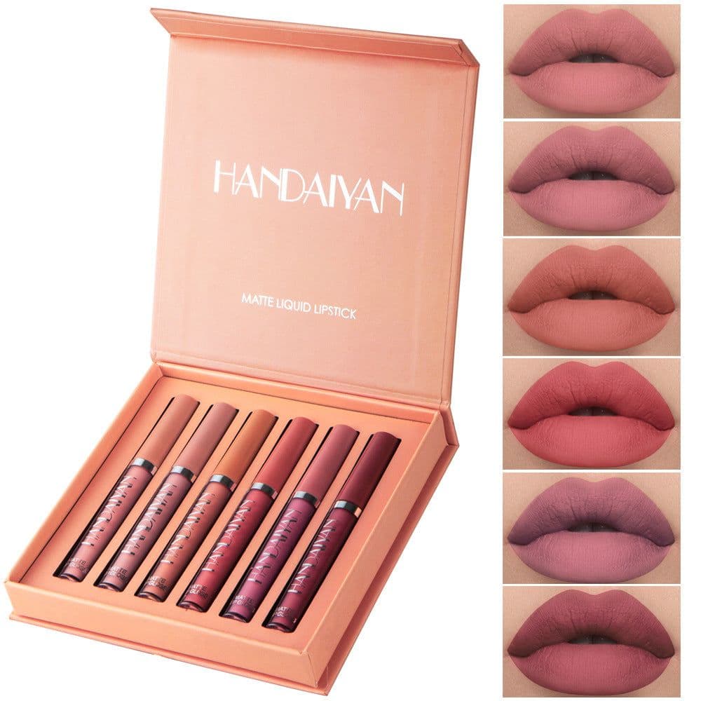 image-HANDAIYAN 6 Piece Matte Liquid Lipstick Set Gift Box