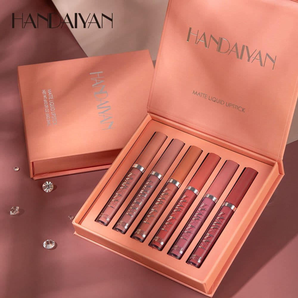 image-HANDAIYAN 6 Piece Matte Liquid Lipstick Set Gift Box