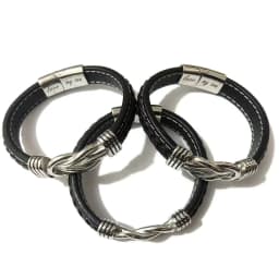 image-Men's Leather Bracelet Stainless Steel Magnetic Buckle Double Layer