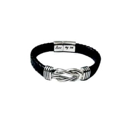 image-Men's Leather Bracelet Stainless Steel Magnetic Buckle Double Layer