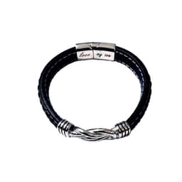 image-Men's Leather Bracelet Stainless Steel Magnetic Buckle Double Layer