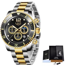 image-LIGE Men's Quartz Chronograph Watch Waterproof Sports