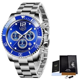 image-LIGE Men's Quartz Chronograph Watch Waterproof Sports