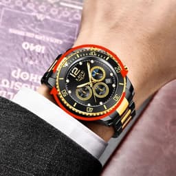 image-LIGE Men's Quartz Chronograph Watch Waterproof Sports