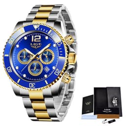 image-LIGE Men's Quartz Chronograph Watch Waterproof Sports
