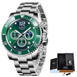 image-LIGE Men's Quartz Chronograph Watch Waterproof Sports