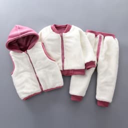 image-Kids Winter Cartoon Bear Embroidered Fleece Tracksuit Set 3-Piece