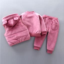 image-Kids Winter Cartoon Bear Embroidered Fleece Tracksuit Set 3-Piece