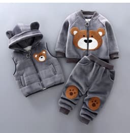 image-Kids Winter Cartoon Bear Embroidered Fleece Tracksuit Set 3-Piece
