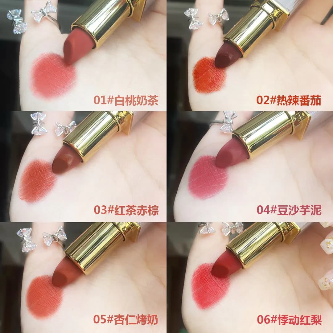 image-HERORANGE Crystal Square Tube Lipstick Velvet Matte Long-Lasting
