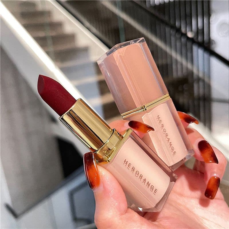 image-HERORANGE Crystal Square Tube Lipstick Velvet Matte Long-Lasting